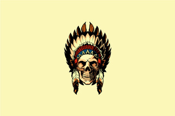 Skull head character vector logo template