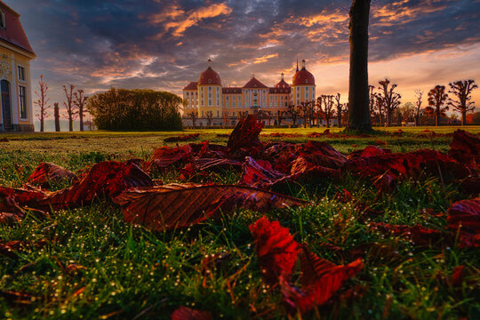 Barockschloss  Schloss Moritzburg bei Dresden - Wasserschloss - Jagdschloss - Barock - Moritzburg Castle - Saxony, Germany, Europe  - High quality photo
