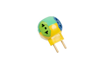 Multi plug power adapter isolated on white.