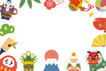 正月　かわいいフレームイラスト