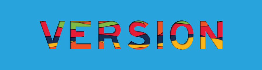 Letter with papercut style in word version on blue background