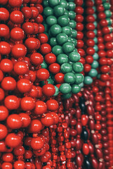 Wooden red beads on the market