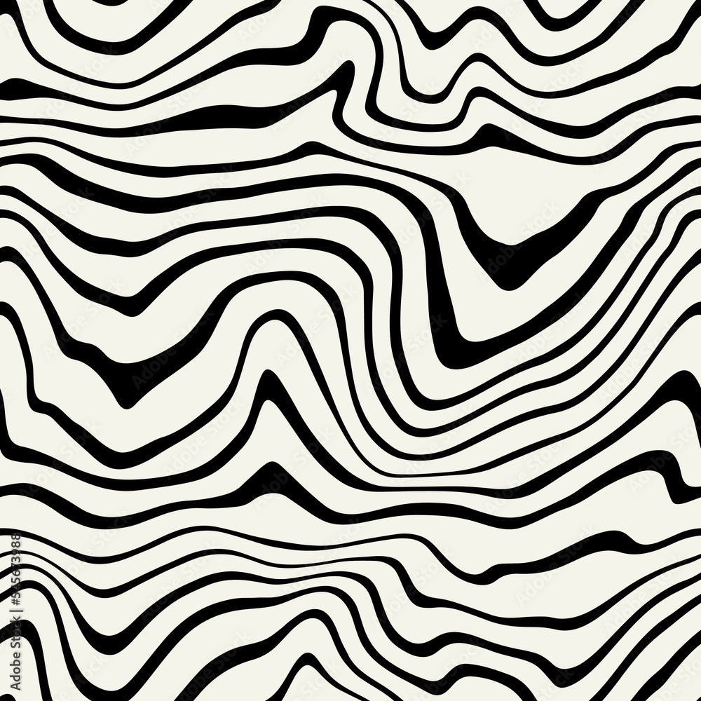 Wall mural vector seamless pattern. abstract distorted striped texture. monochrome rough zigzag. creative bold 