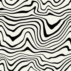 Vector seamless pattern. Abstract distorted striped texture. Monochrome rough zigzag. Creative bold wavy background. Decorative design with stripes. Can be used as a swatch for illustrator.