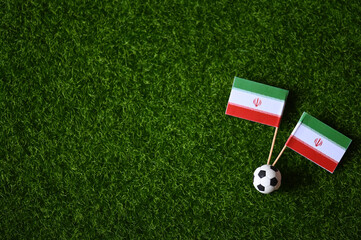 2022 World Cup and Iran flag on the lawn 2022 World Cup Champion Concept