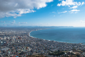 函館山展望台から眺める東側の海岸線