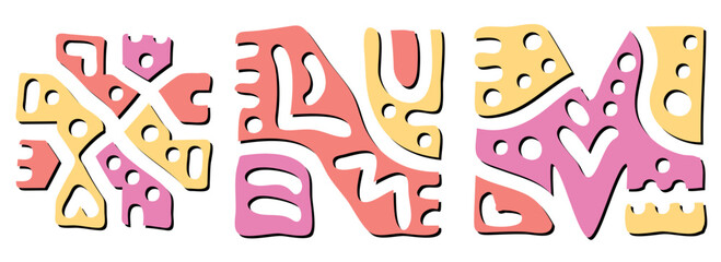 NM Hashtag. Doodle isolate text. Colored curves decorative doodle letters. Hashtag #NM is abbreviation for the US American state New Mexico for print, booklet, banner, flyer.