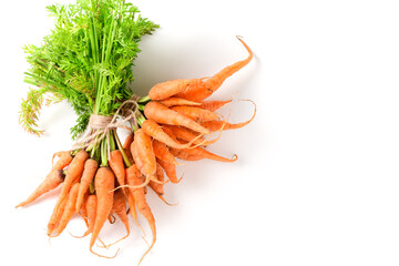 Baby carrots isolated on white, High Beta Carotene and help the body have immunity against colds.