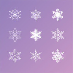 Fototapeta na wymiar Snowflakes on a purple background