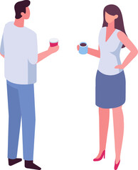 people with coffee cup, isometric illustration