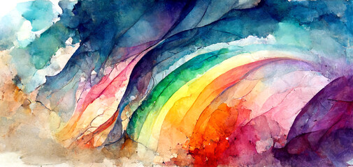 Abstract rainbow color illustration. Abstract watercolor rainbow background. Watercolor raindow texture.
