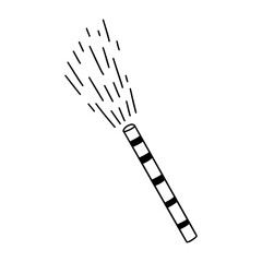 New Years, Christmas or just festive clapperboard. Black and white vector isolated illustration hand drawn doodle. Icon or card. Single design element