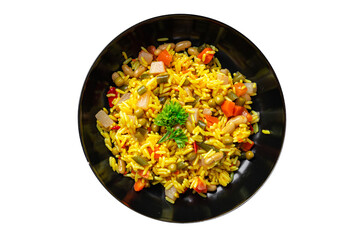 rice vegetable spice no meat vegetarian pilaf  healthy meal food snack on the table copy space food background top