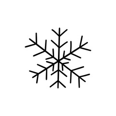 Snowflake. Black and white vector doodle illustration hand drawn isolated abstract. For greeting card, invitation, print. Winter season, Christmas holiday