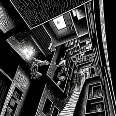 claustrophobia, fear, symbolic, black and white, psychology, phobia, small space