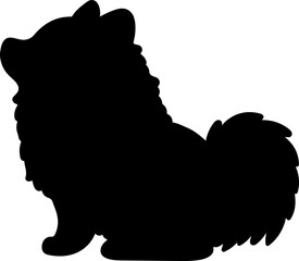 Simple and adorable Japanese Spitz sitting in side view Silhouette