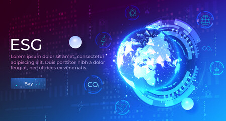 Ecological social and management concept. Development by the company of a strategy for the conservation of nature and the solution of environmental problems. Save the earth, ecology, esg.