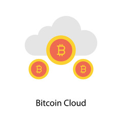 Bitcoin Cloud vector Flat  Icons. Simple stock illustration