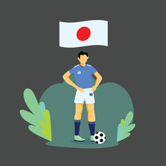japan football player flat concept character design
