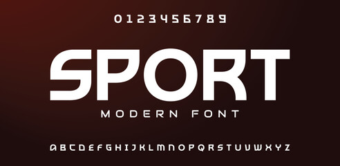 Sport, Abstract, Digital modern alphabet font. Logo creative font, type, technology, movie, digital, music, movie. Font and illustration in vector format.