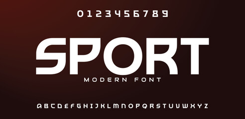Sport, Abstract, Digital modern alphabet font. Logo creative font, type, technology, movie, digital, music, movie. Font and illustration in vector format.