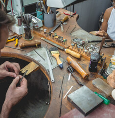 Master class in a large workshop for the manufacture of handmade jewelry