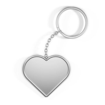 love key ring chain with transparent background. 3D render.