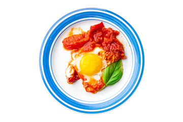 egg fried tomato shakshuk breakfast eggs vegetable meal food snack on the table copy space food background top
