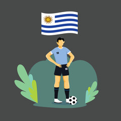 Uruguay football player flat concept character design