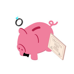 saving plan expense with piggy bank for marriage or wedding ceremony