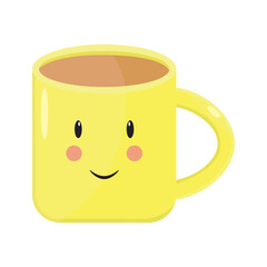 Cute cartoon coffee mug isolated on a white background. Vector illustration.