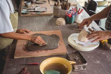 The master class in big workshop on making clay products