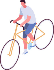 man riding bicycle isometric character