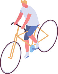 man riding bicycle isometric character