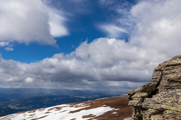 Scenic view of rock formations Steinerne Hochzeit on the hiking trail from Klippitztoerl to...