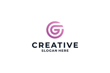 abstract symbol letter G logo design.