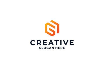 abstract symbol letter G logo design.