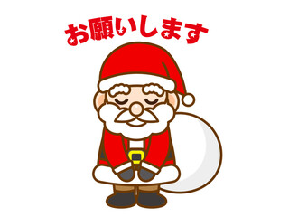 お願いするかわいいサンタクロースのイラスト素材＿ベクター
