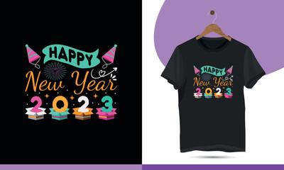 Happy new year 2023. Funny happy new year vector design template.
