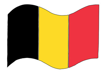 Fototapeta premium Belgium flag in doodle style. Hand Drawn. Freehand drawing. Sketch. 