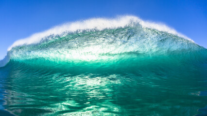 Wave Swimming Close-Up Encounter Crashing Wall Ocean Water  Power.