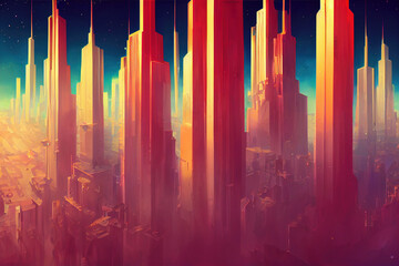 future city red of blood. Modern digital illustration.