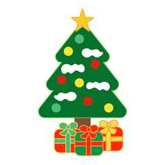 シンプルなクリスマスツリーとクリスマスプレゼント