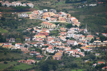 View of part of the town of Sintra in Portugal from the Moorish fortress which overlooks the town.