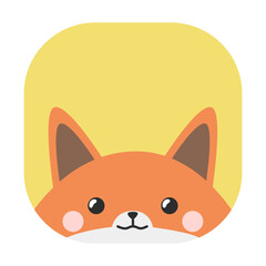 cute fox in a square. child and book illustration.  toys, packaging, design
