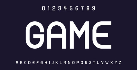 Obraz premium Game, Classic, Abstract, tech, gaming and luxury Logo fonts. Monogram Tech Font Logo Design. Typography and technology vector illustration.