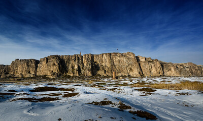 ancient castle in snow