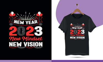 New year 2023, new mindset, new vision. Happy new year design template.