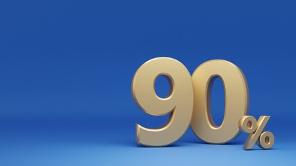 3D rendering. 90 Percent sale promotion.