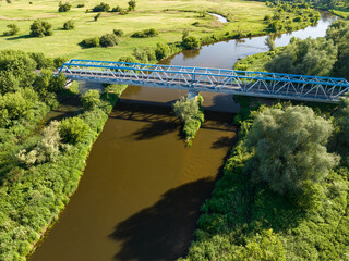 Bridge over the Pilica river, near the village of Przylot, Mazowsze, central Poland - obrazy, fototapety, plakaty